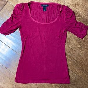 White House Black Market Ruched Sleeve Tee